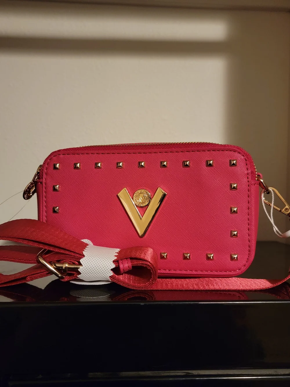 Valentino Orlandi Pink Crossbody Camera Bag with Stud Detail
